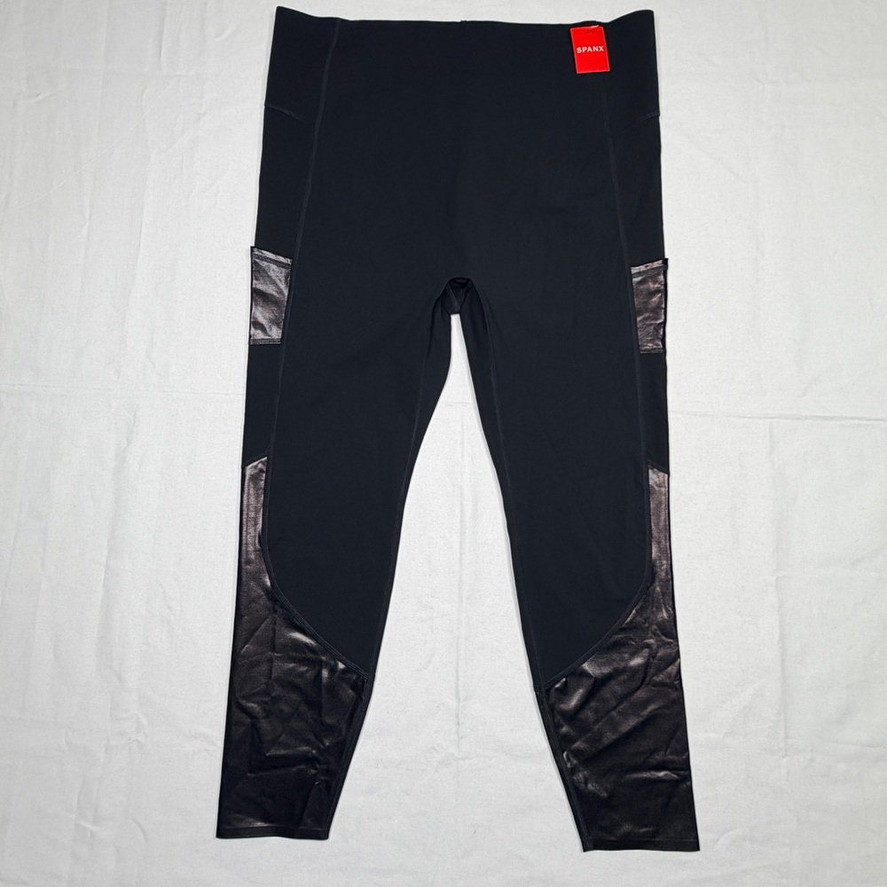 Spanx Every Wear Active Gloss Panel Leggings - Sz 3XL Very Black 20193P NWT $118